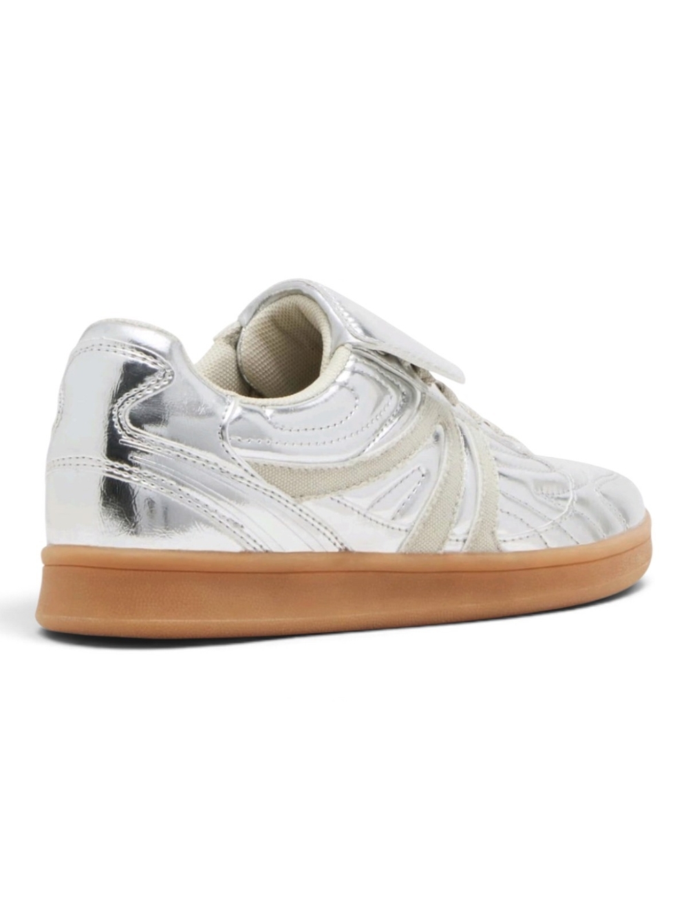 Steve Madden Madrid Silver Metallic Gum Sole Sneakers NWT Size 8 - Picture 2 of 8